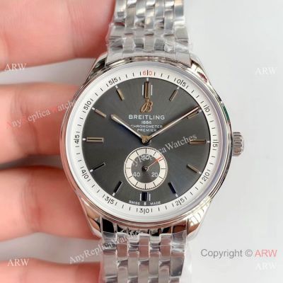 Swiss Replica Breitling Premier Men Watch Stainless Steel Grey Dial